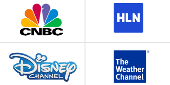 CNBC, Headlines News, Disney, and Weather logos
